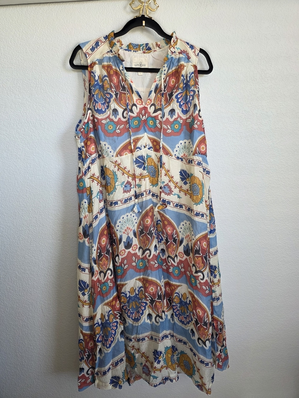 Umgee Mixed Print Boho Maxi Dress Sz L - Picture 5 of 6